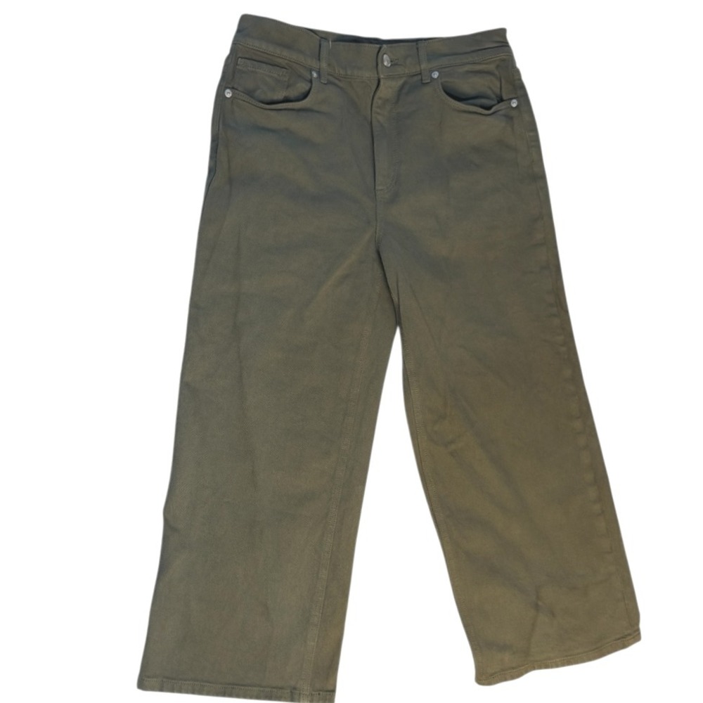 LOFT‎ Womens The Wide Leg Cropped Denim Jeans Olive Green Streetwear Casual 28